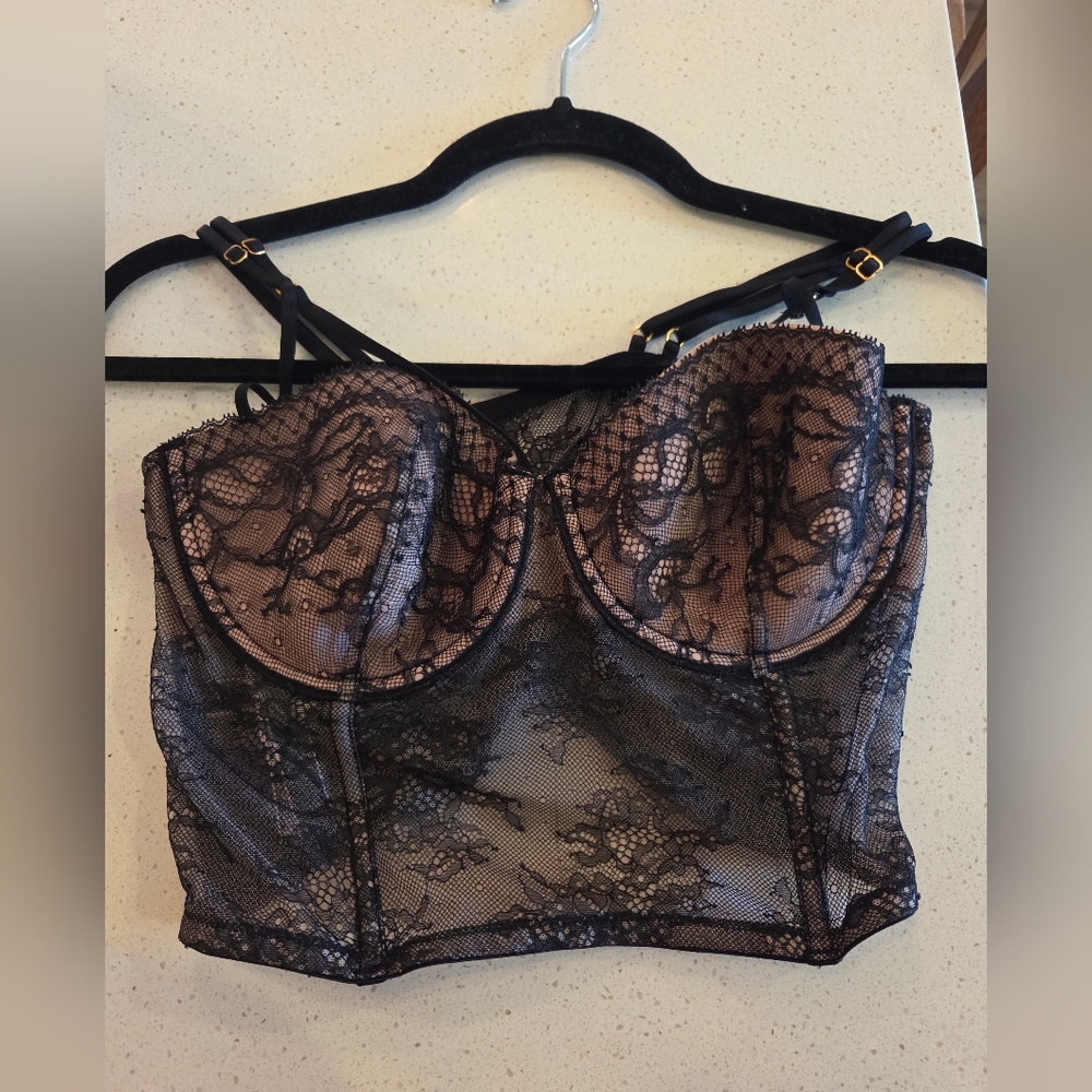 Black Lace Bustier Top